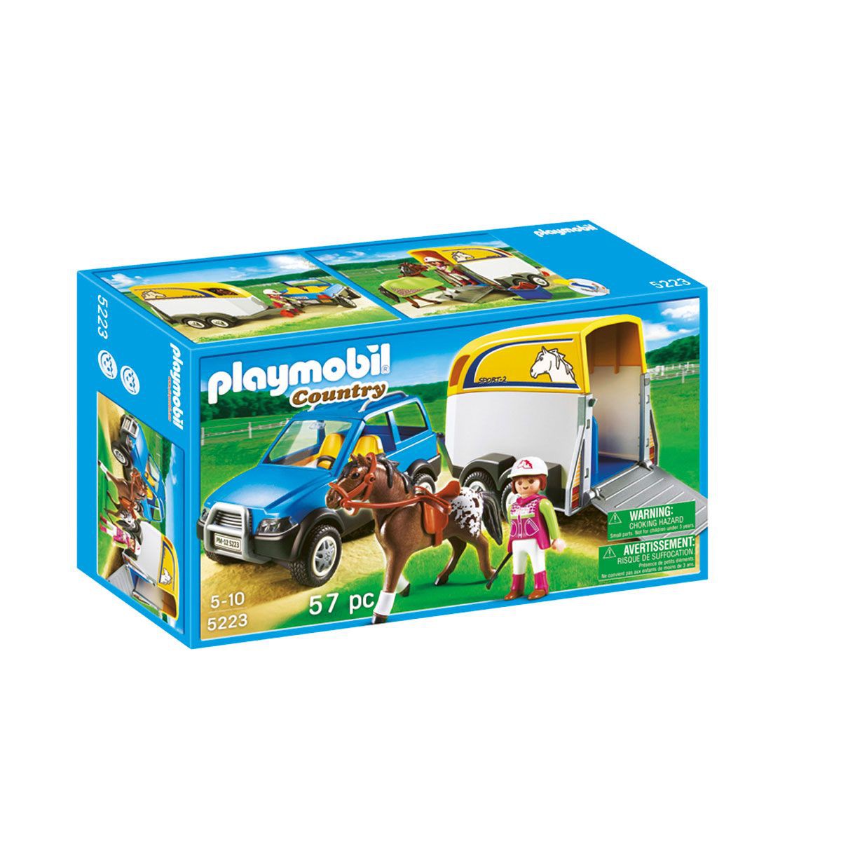 Playmobil cheval et remorque