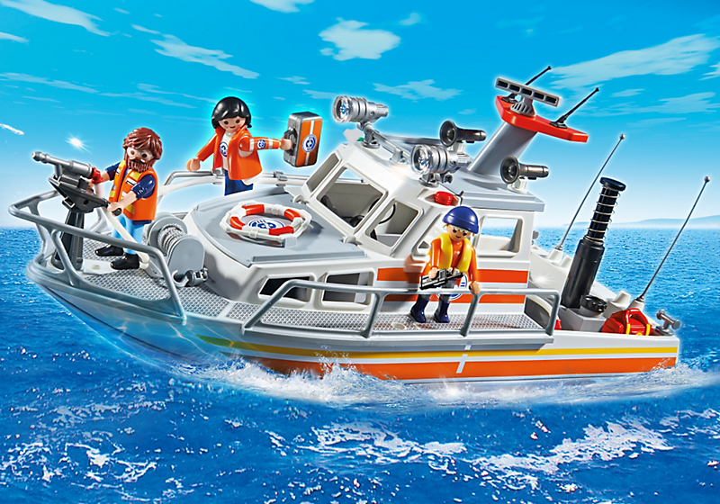 Bateau playmobil sur l'eau