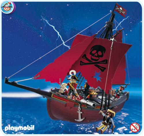 Bateau pirate playmobil voiles rouges