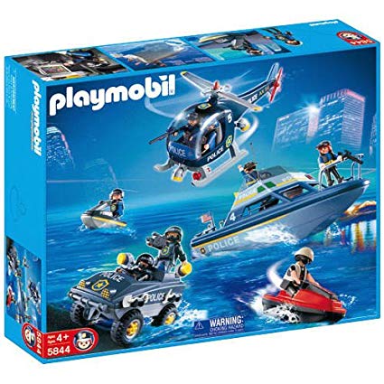 Playmobil police car and boat