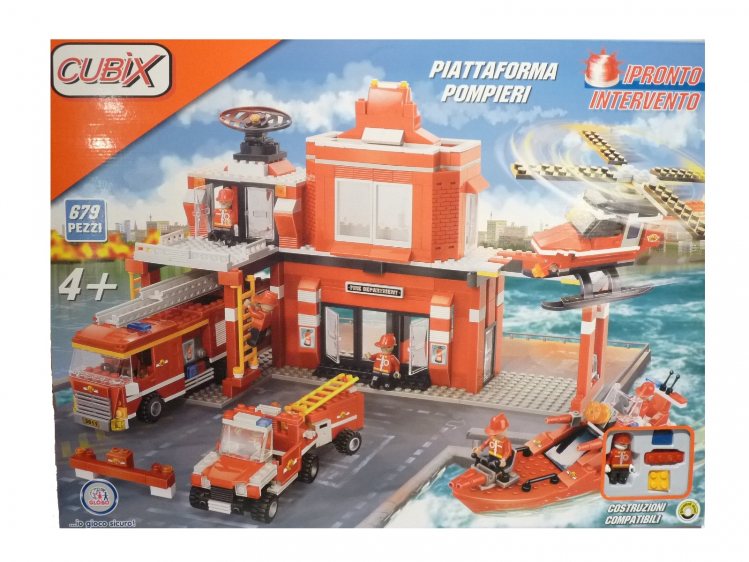 Playmobil pompier voiture et bateau