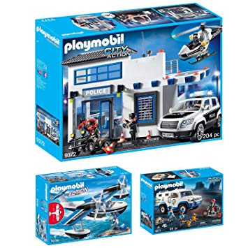 Playmobil - poste de police et véhicules 9372