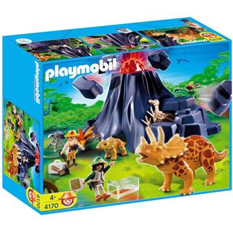 Playmobil les dinosaures triceratops avec volcan
