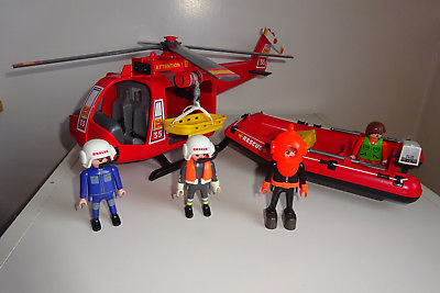 Playmobil - 4428 - pompiers - les sauveteurs helicoptere + bateau