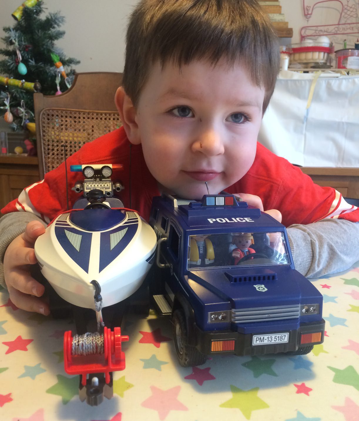 Playmobil police truck with boat