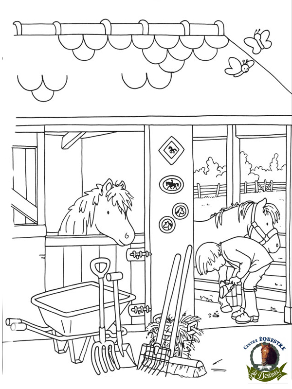 Coloriage playmobil centre equestre
