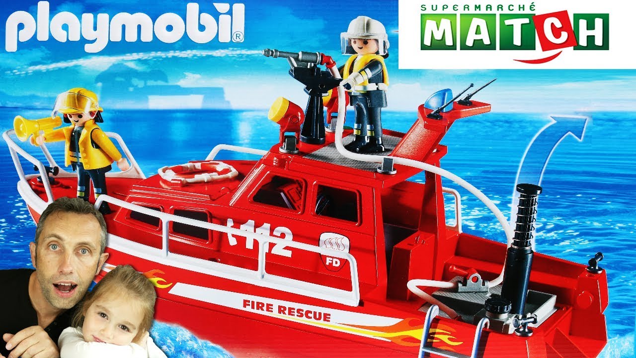 Playmobil pompier bateau