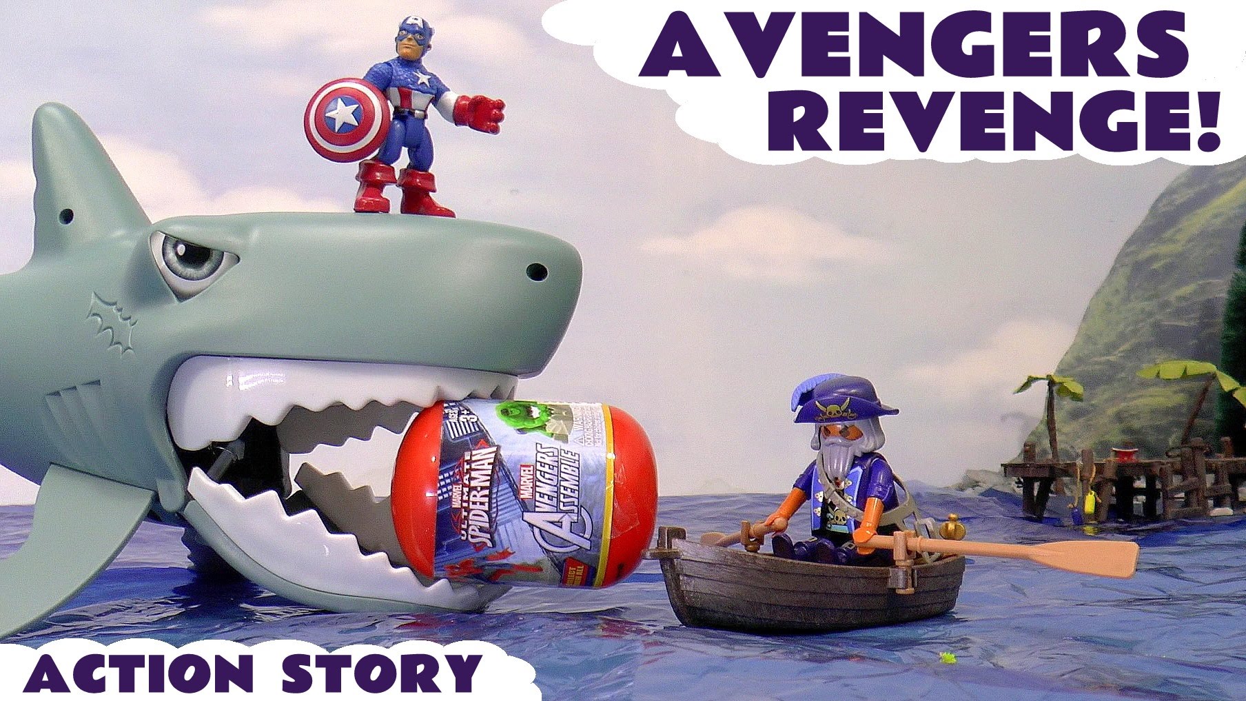 Playmobil pirate ship with shark