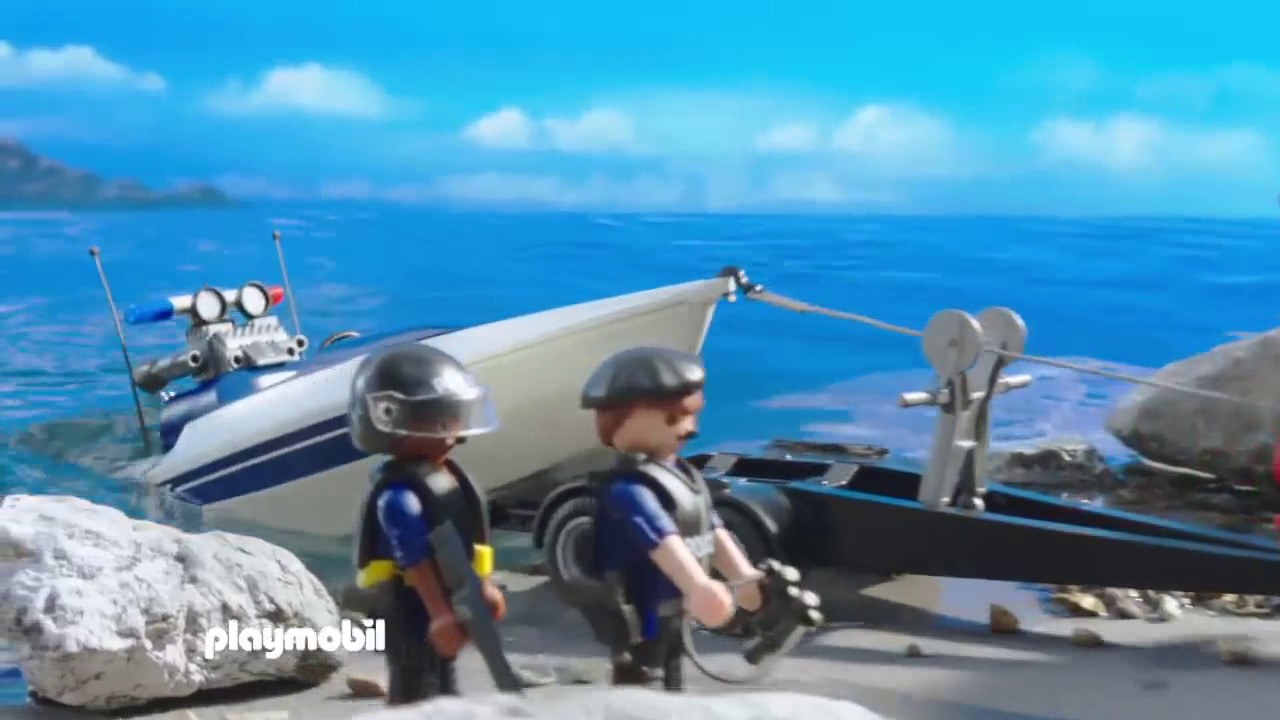 Playmobil city action pojazd terenowy policji z motorówką 5187