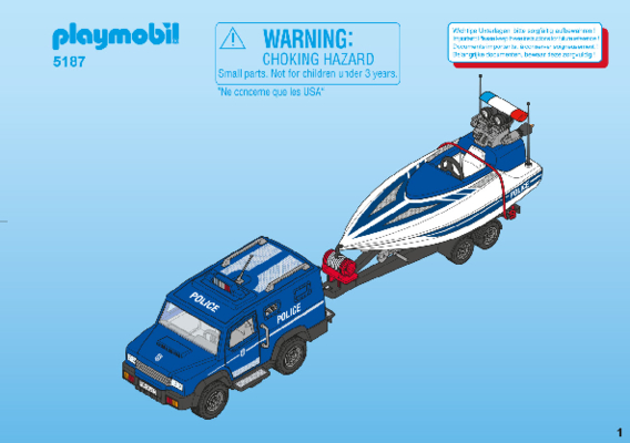 Playmobil voiture de police avec bateau