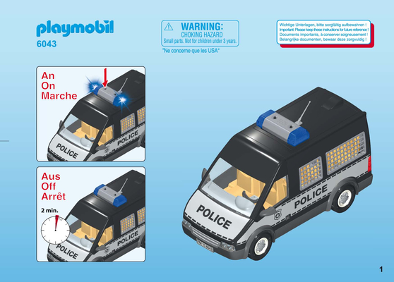 Playmobil - 6043 - voiture de patrouille de la police avec son et lumière