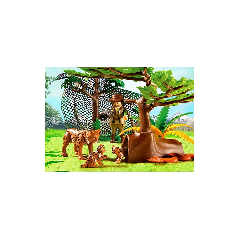 Playmobil explorateur et famille de lynx