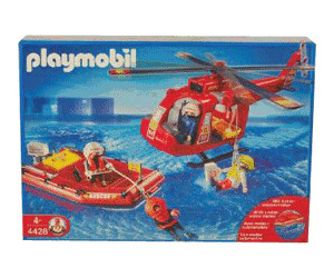 Playmobil - 4428 - pompiers - les sauveteurs helicoptere + bateau