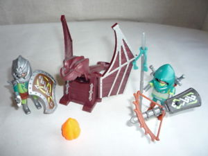 Playmobil chevalier dragon vert catapulte