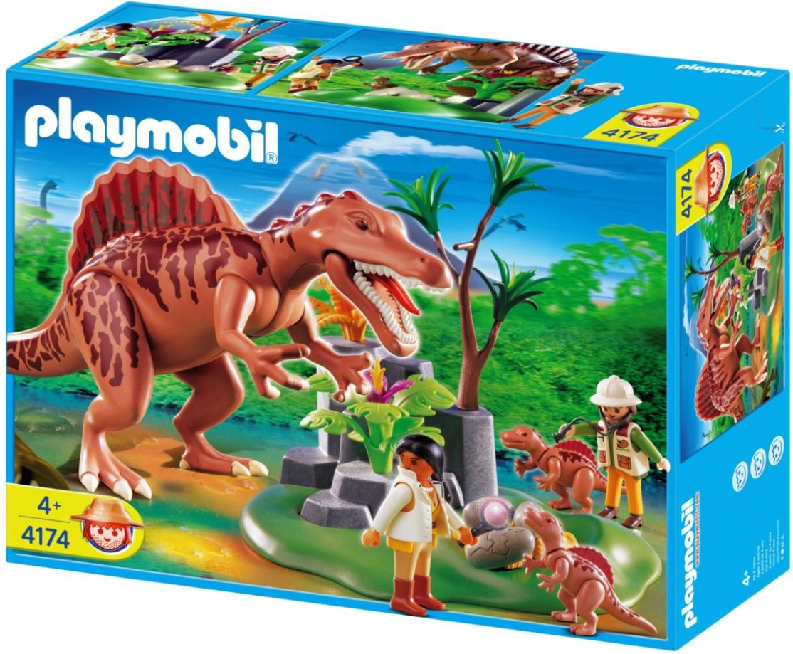 Playmobil spinosaurus with dino nest