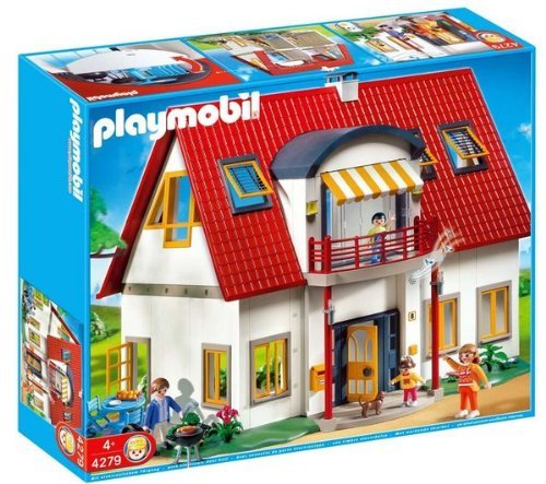 Playmobil maison toit bleu