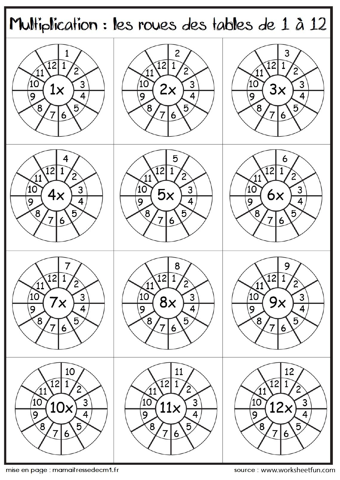 Puzzle table de multiplication
