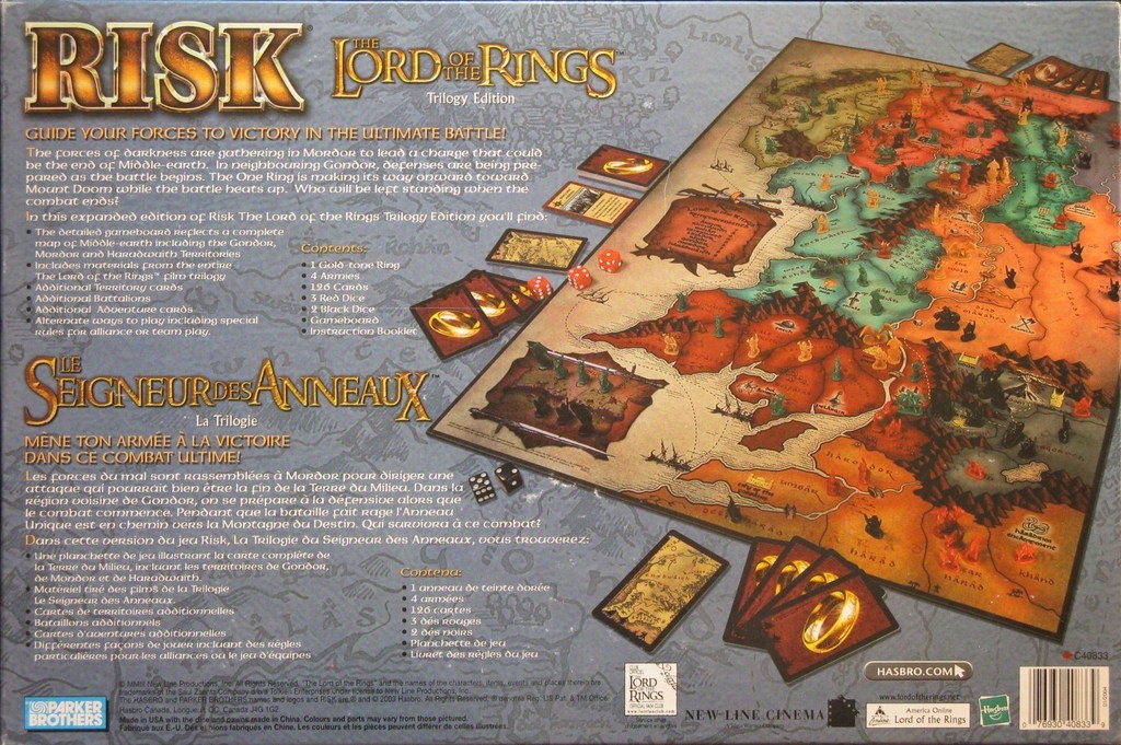 Jeux de société risk seigneur des anneaux
