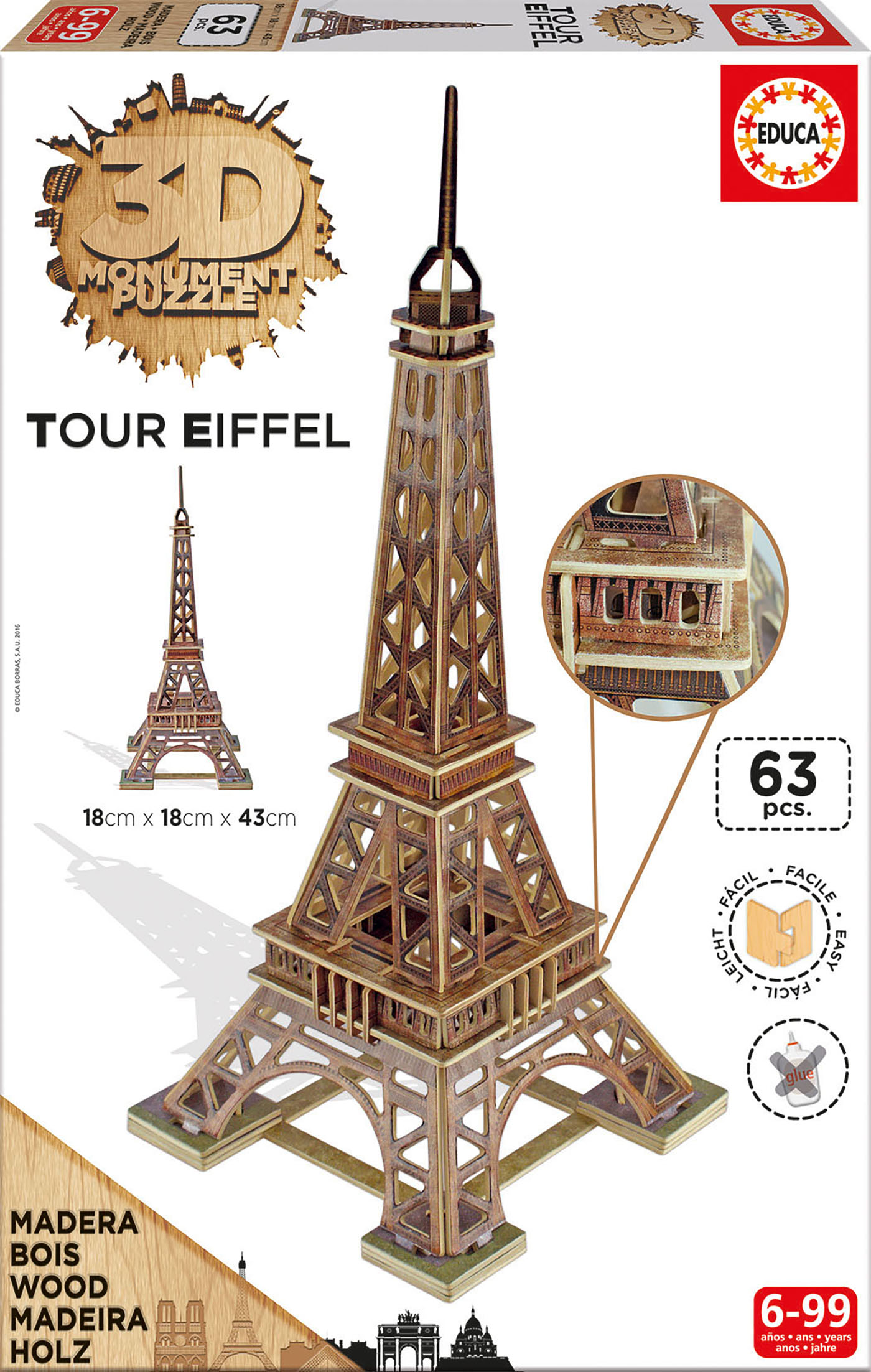 Puzzle 3d tour eiffel luminescent