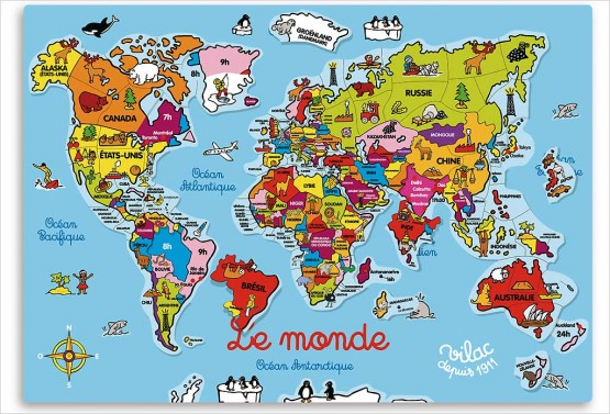 Puzzle monde bois