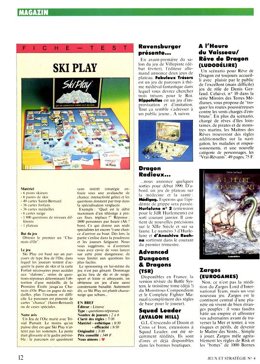 Jeux de société sur le ski