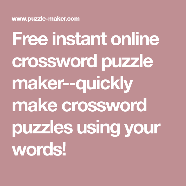 Instant online crossword puzzle maker