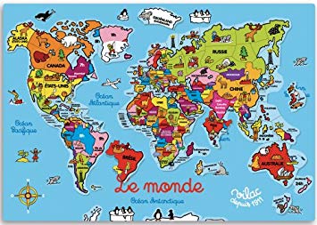 Janod - j05500 - puzzle monde magnétique 92 pcs