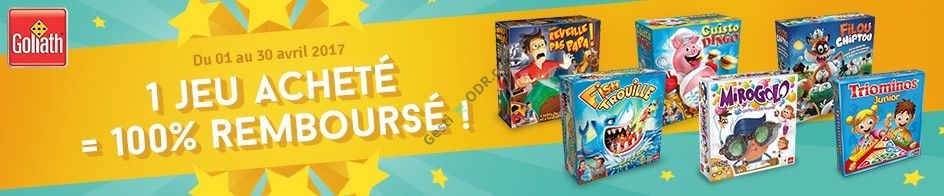Offre de remboursement jeux de société goliath