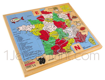 Puzzle carte de france en bois
