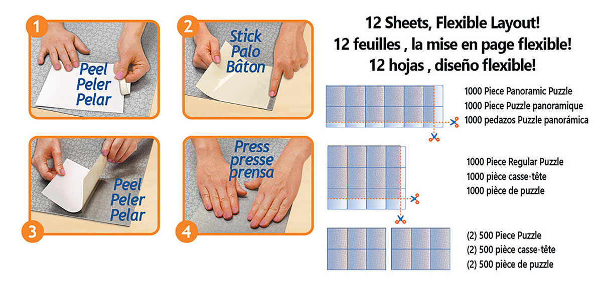Feuille adhesive pour puzzle