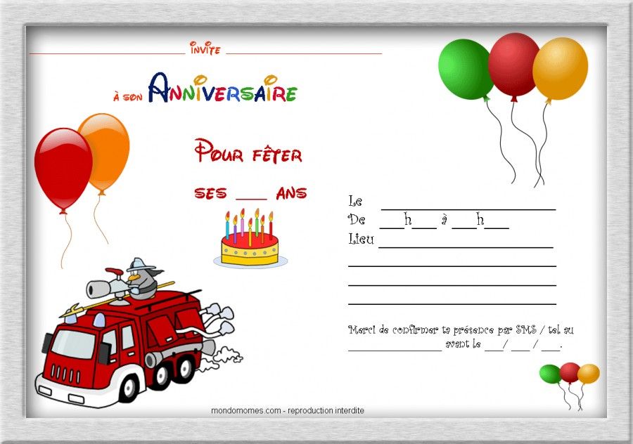 Invitation anniv jeux de société