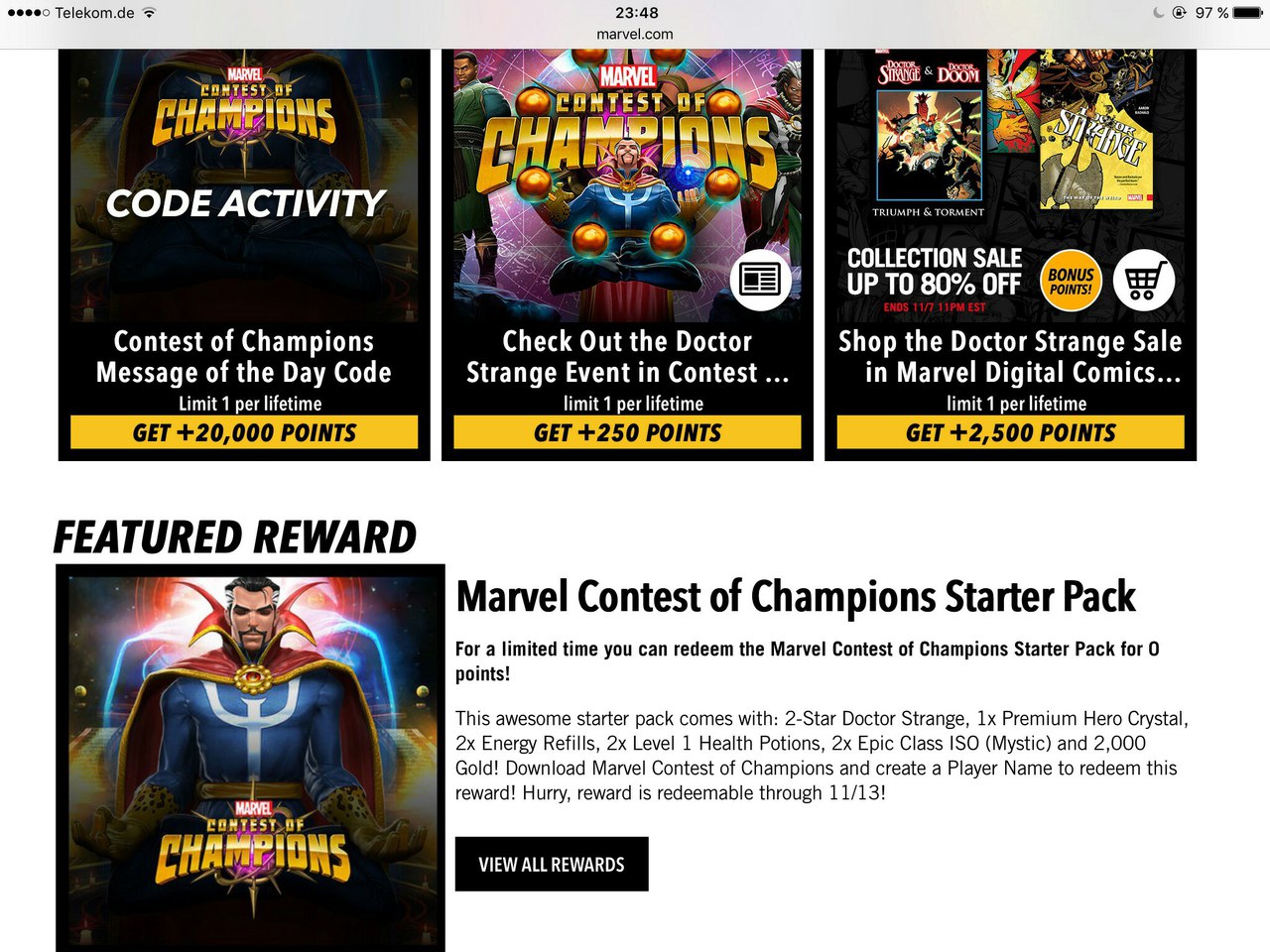 Marvel puzzle quest champion rewards