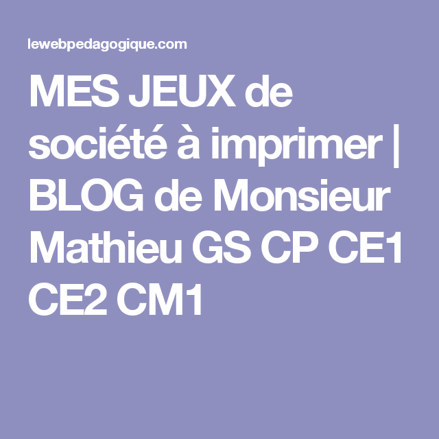 Jeux de société cm1