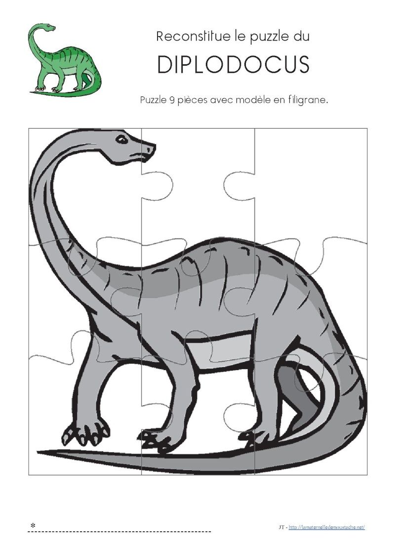 Puzzle dinosaure à imprimer