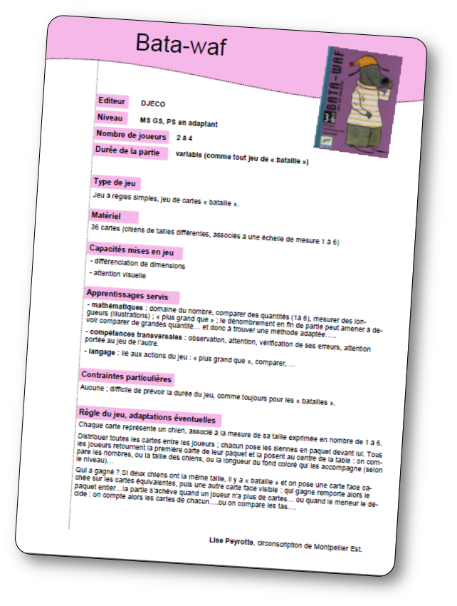 Objectif jeux de société en maternelle