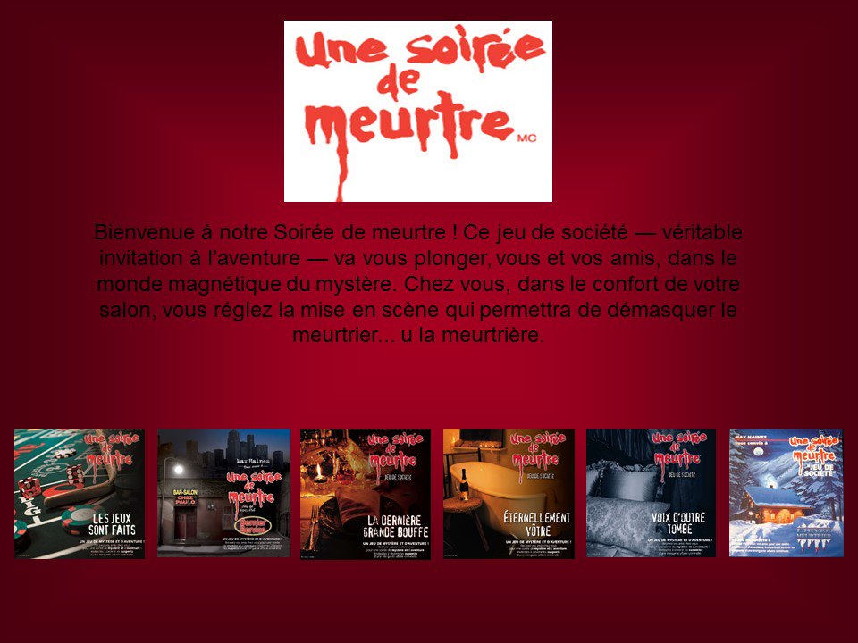 Jeux de société meurtre et mystère