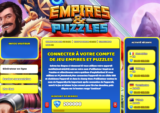 Generateur de gemme empire et puzzle