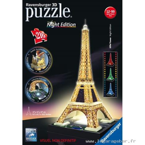 Puzzle 3d night edition tour eiffel