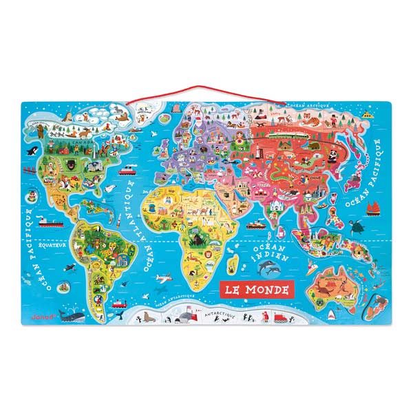 Puzzle carte du monde magnetique janod