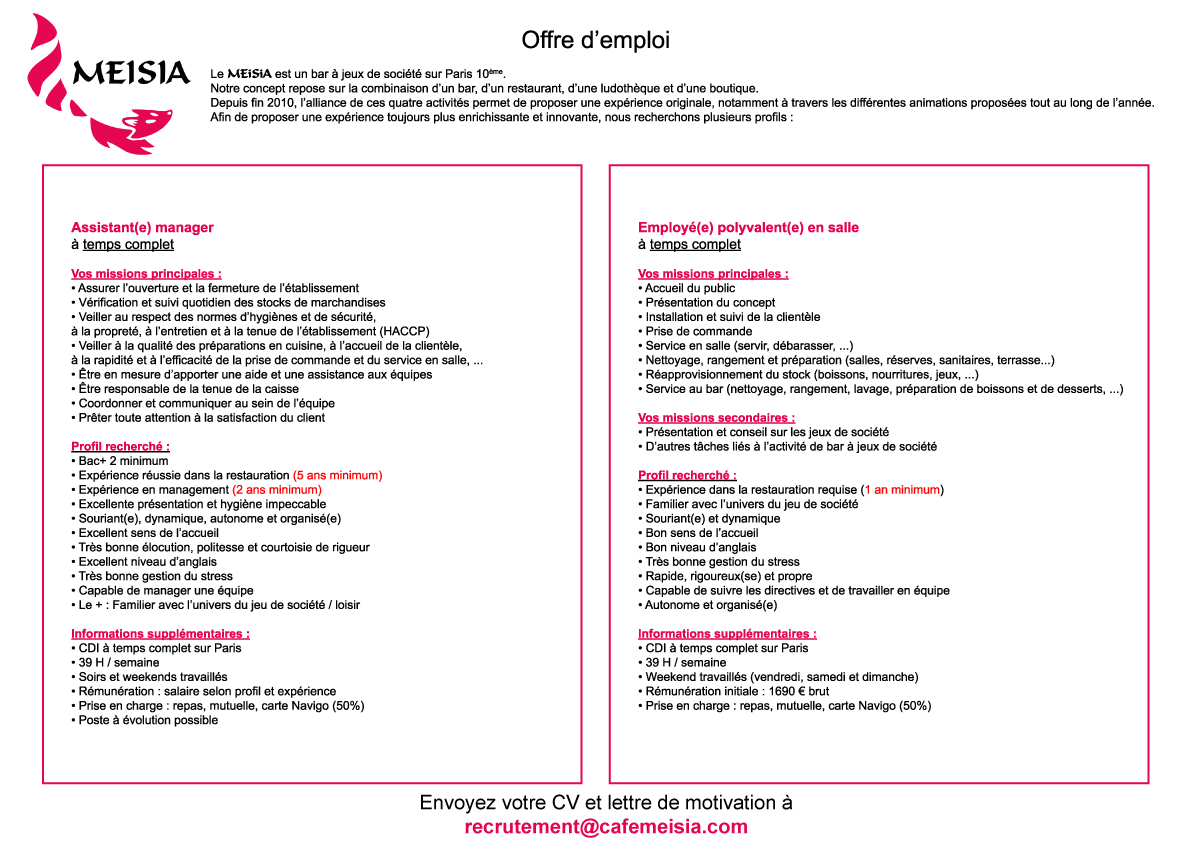 Jeux de societe recrutement