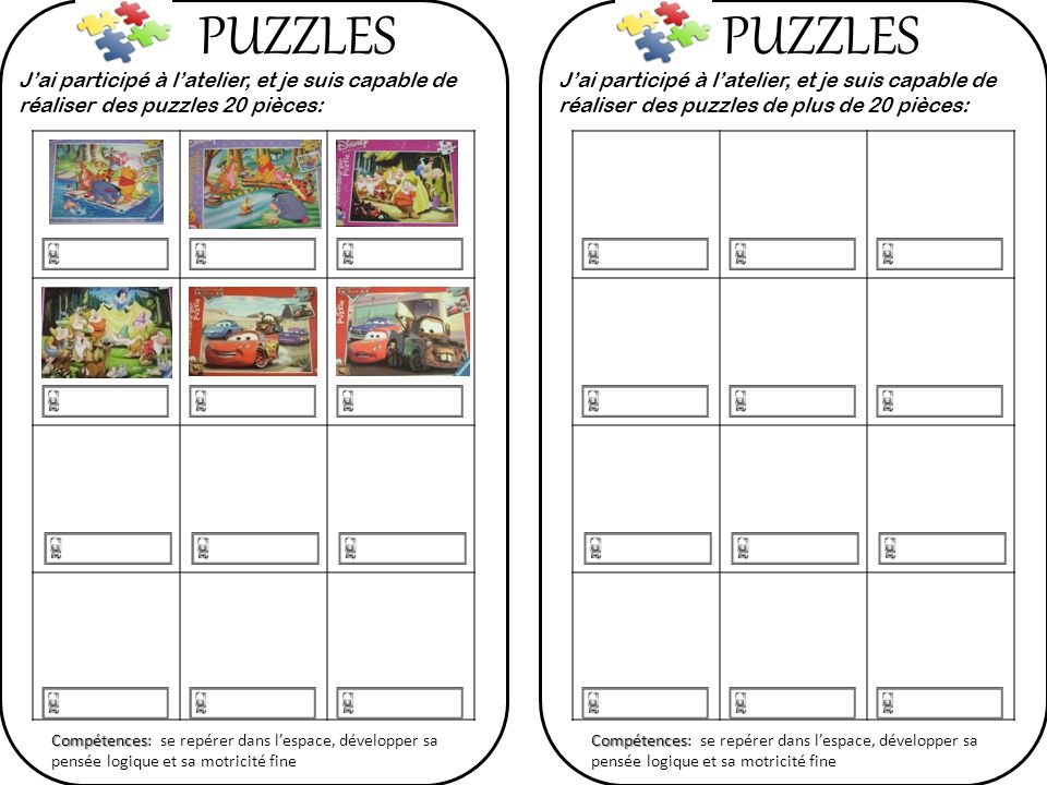 Compétence puzzle maternelle