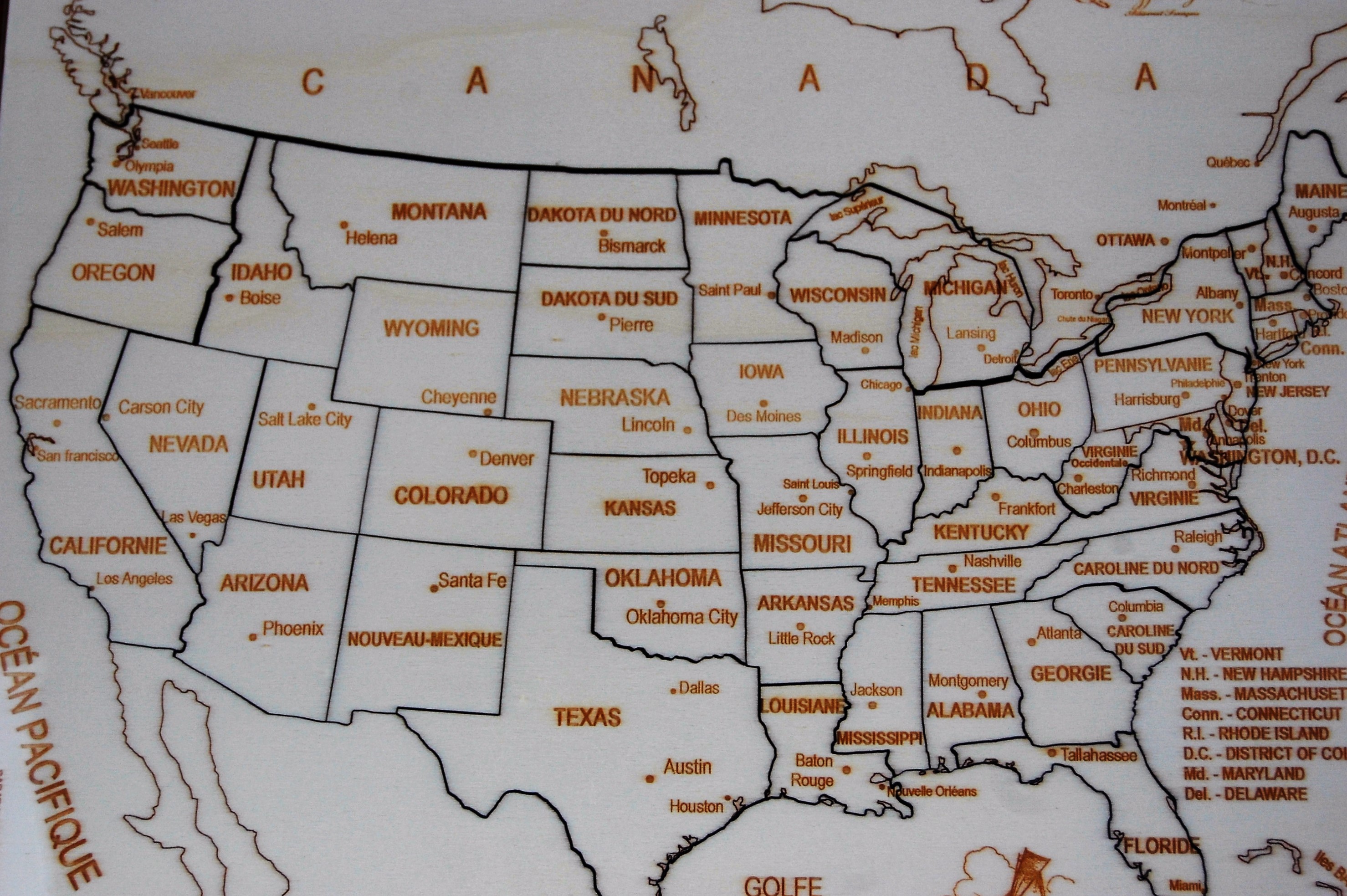 Puzzle etats des etats unis