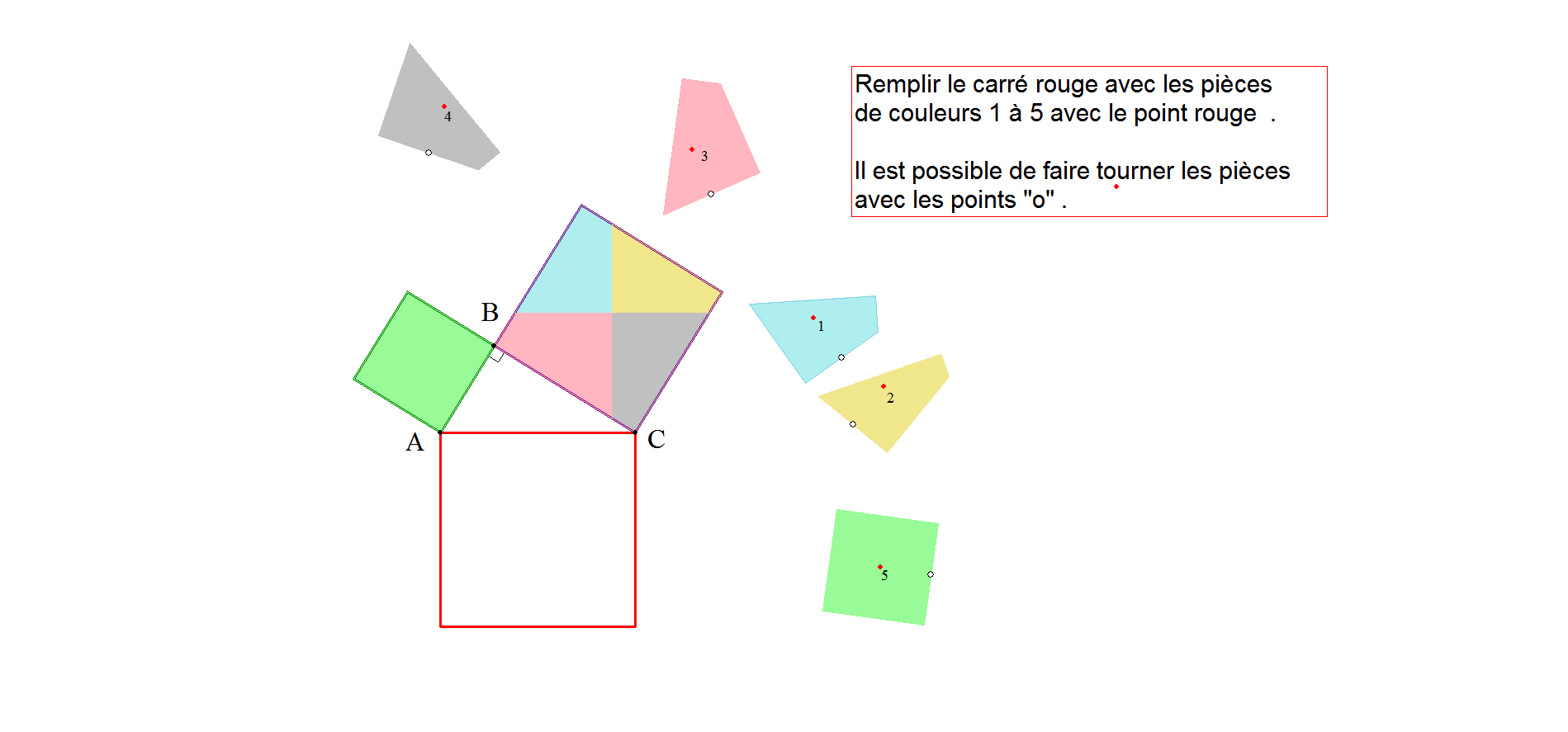 Puzzle pythagore 5 pièces