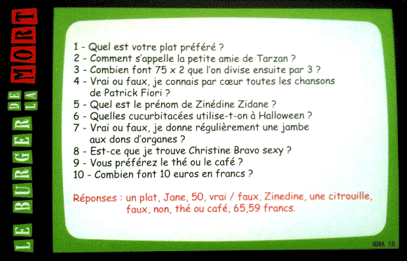 Jeux de société burger quizz