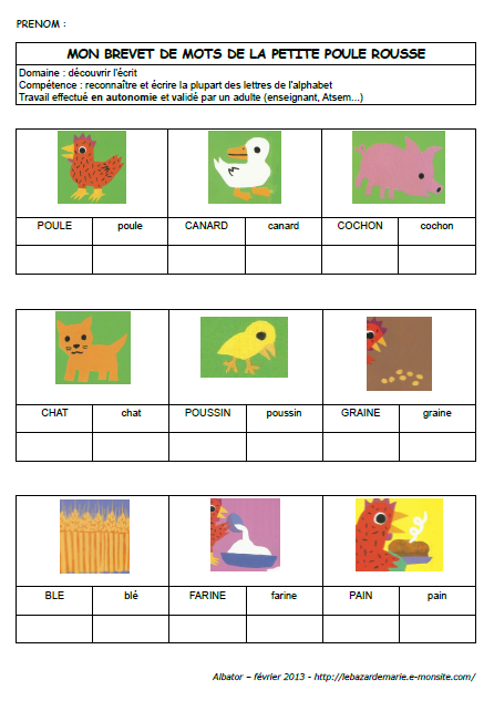 Puzzle la petite poule rousse