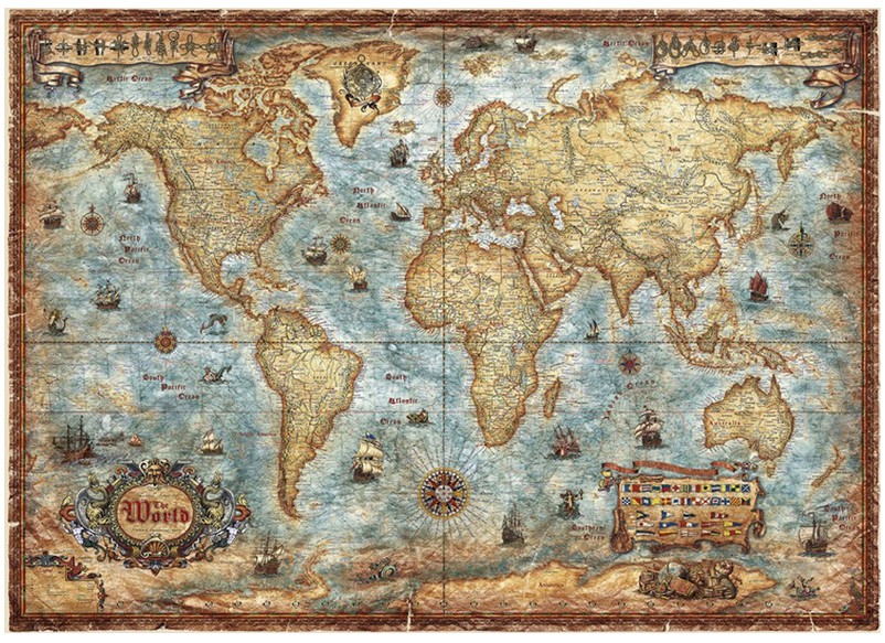 Puzzle carte du monde ancienne