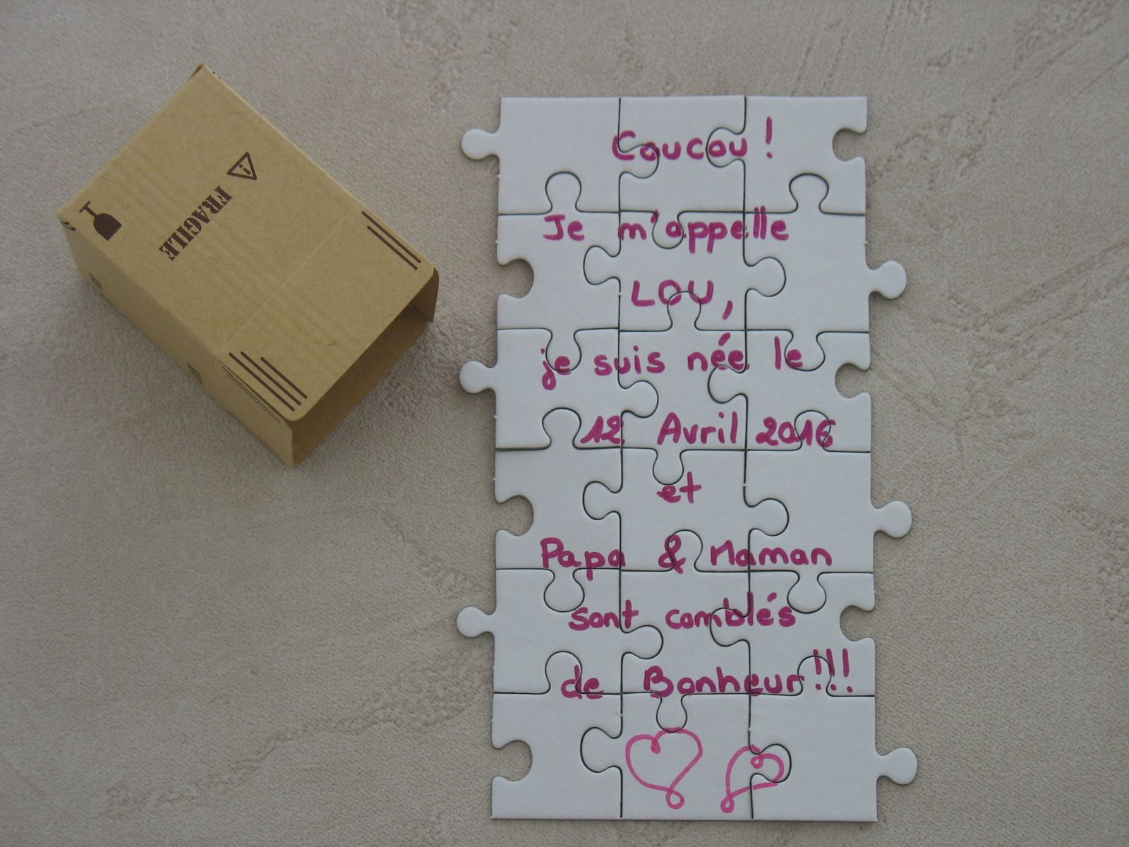 Faire part bapteme puzzle