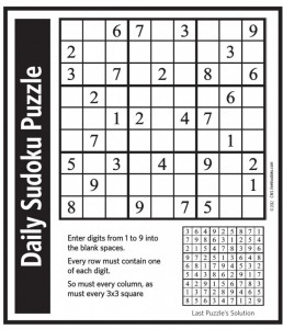 Daily sudoku puzzle