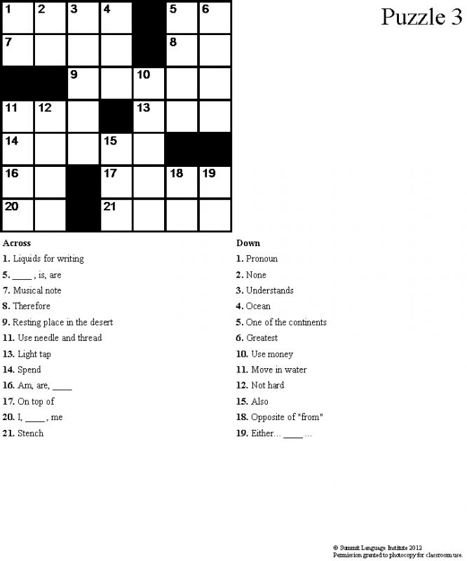 Crossword puzzle easy