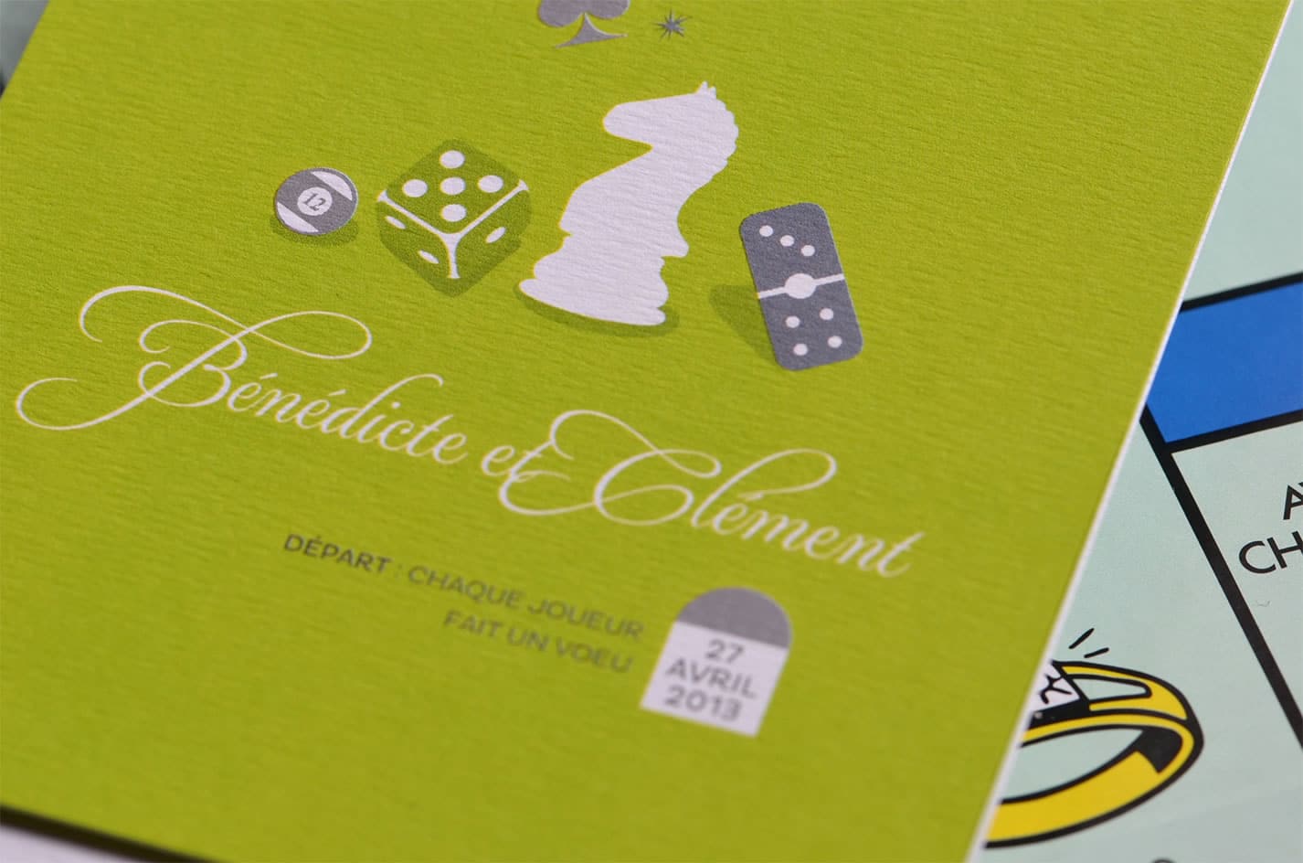 Faire part mariage jeux de société